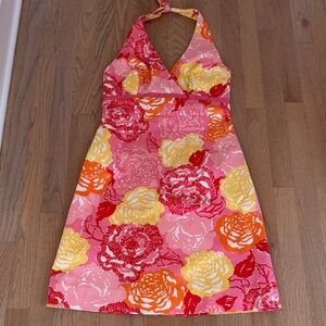 Lilly Pulitzer Halter Dress in Pink, Yellow, and Red